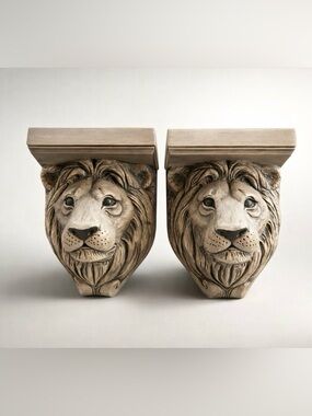 Pair of Lion Head Wall Corbels